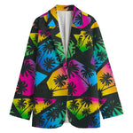 EDM Beach Palm Tree Pattern Print Women's Blazer