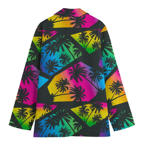 EDM Beach Palm Tree Pattern Print Women's Blazer