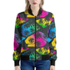 EDM Beach Palm Tree Pattern Print Women's Bomber Jacket