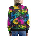 EDM Beach Palm Tree Pattern Print Women's Bomber Jacket