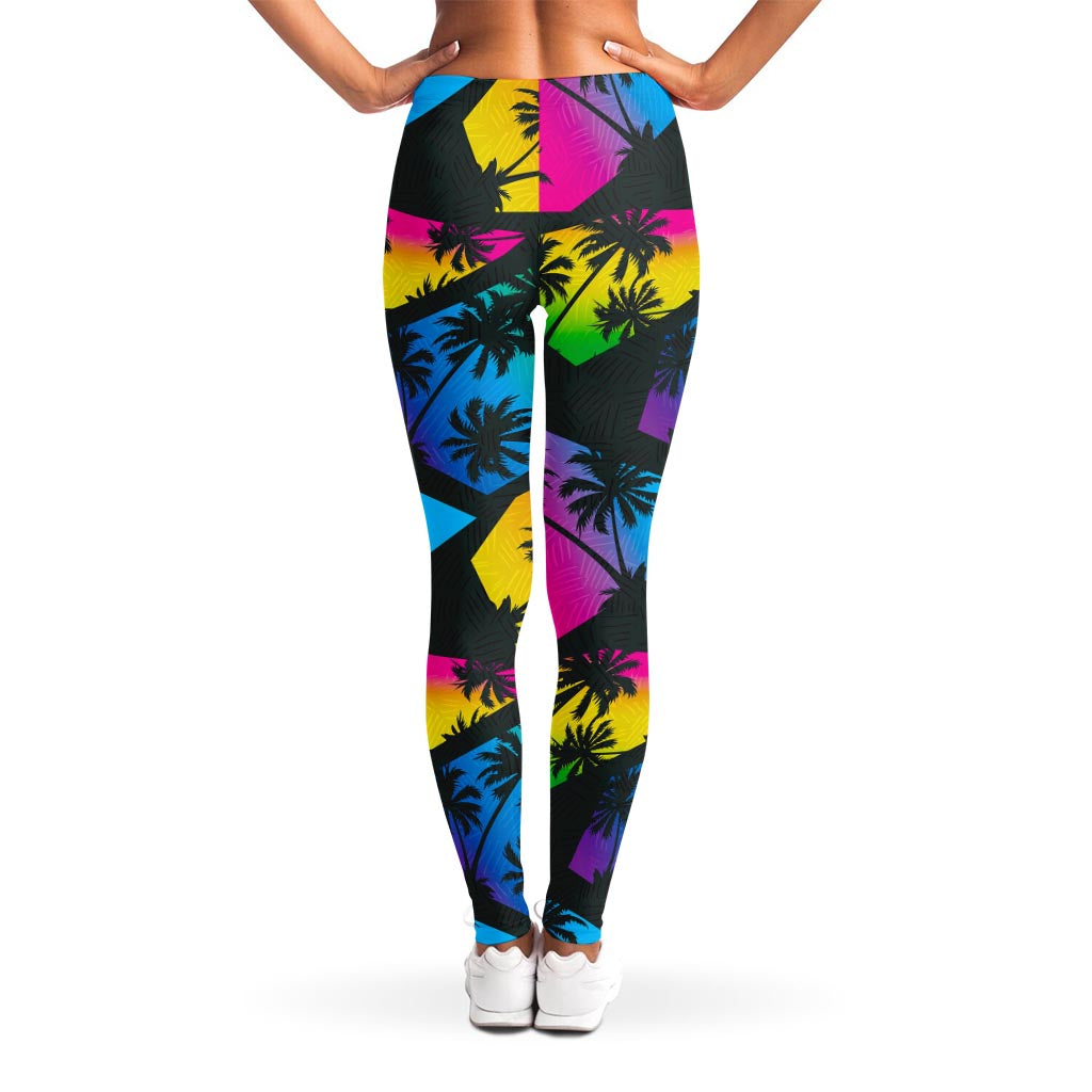 EDM Beach Palm Tree Pattern Print Women's Leggings