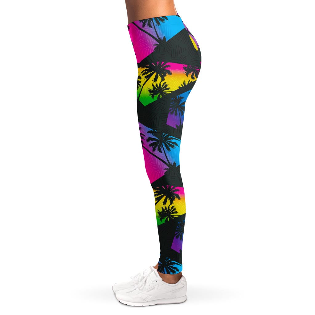 EDM Beach Palm Tree Pattern Print Women's Leggings