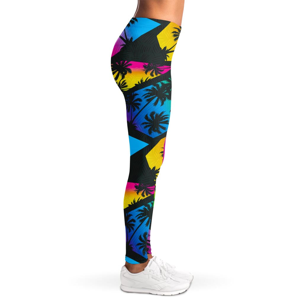 EDM Beach Palm Tree Pattern Print Women's Leggings