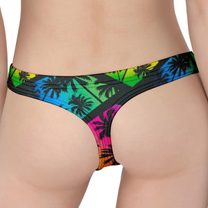 EDM Beach Palm Tree Pattern Print Women's Thong