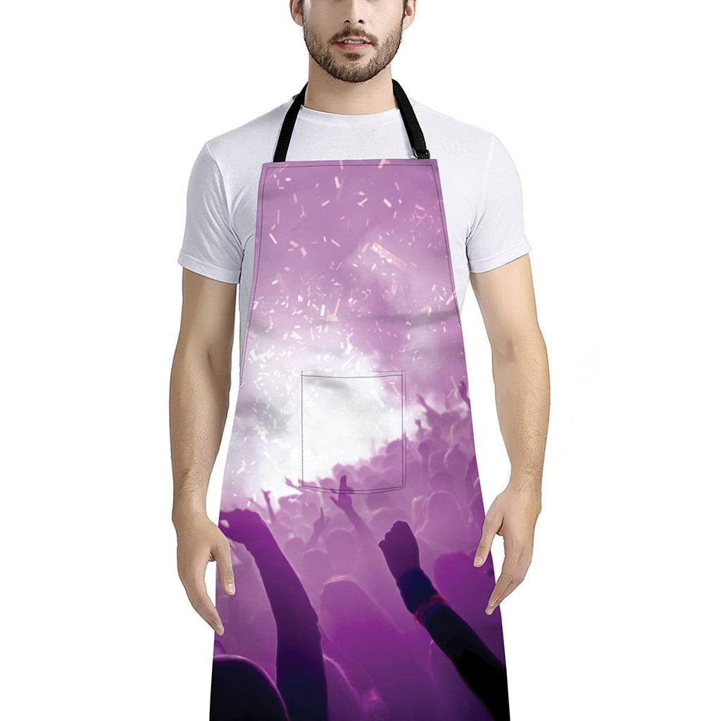 EDM Party In Nightclub Print Bib Apron With Pocket
