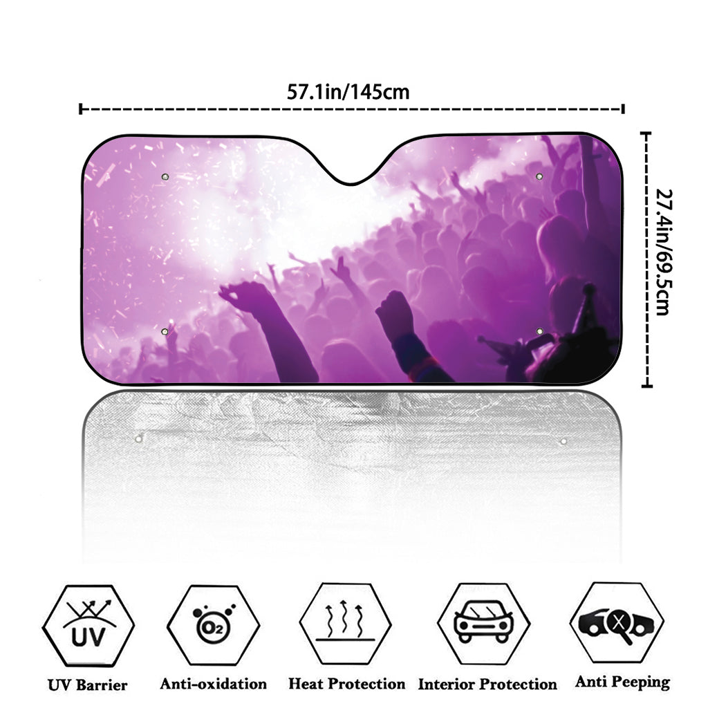 EDM Party In Nightclub Print Car Windshield Sun Shade