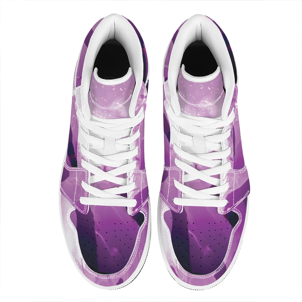 EDM Party In Nightclub Print High Top Leather Sneakers
