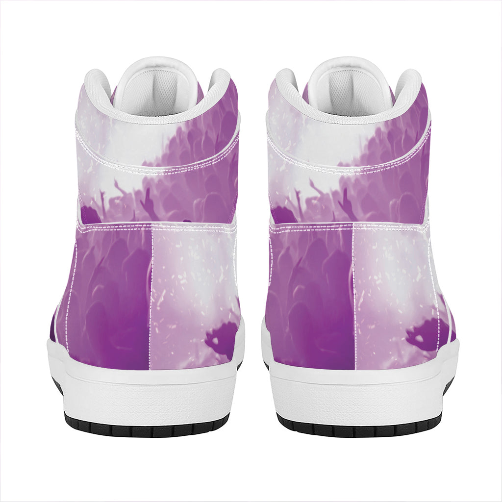 EDM Party In Nightclub Print High Top Leather Sneakers