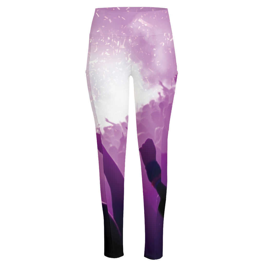 EDM Party In Nightclub Print High-Waisted Pocket Leggings