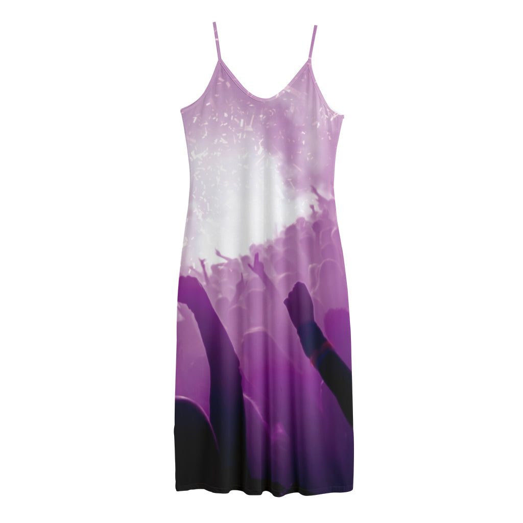 EDM Party In Nightclub Print Jersey Midi Cami Dress