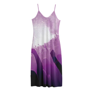 EDM Party In Nightclub Print Jersey Midi Cami Dress