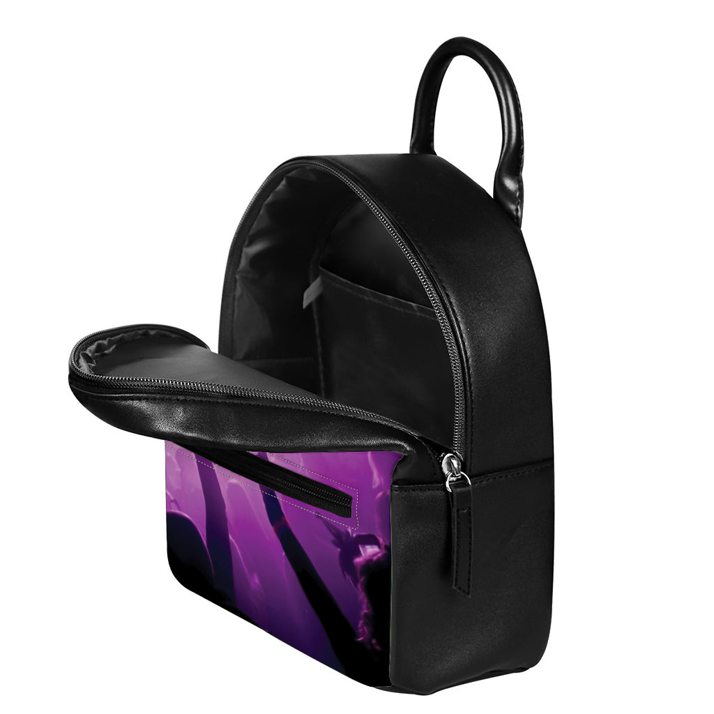 EDM Party In Nightclub Print Leather Backpack