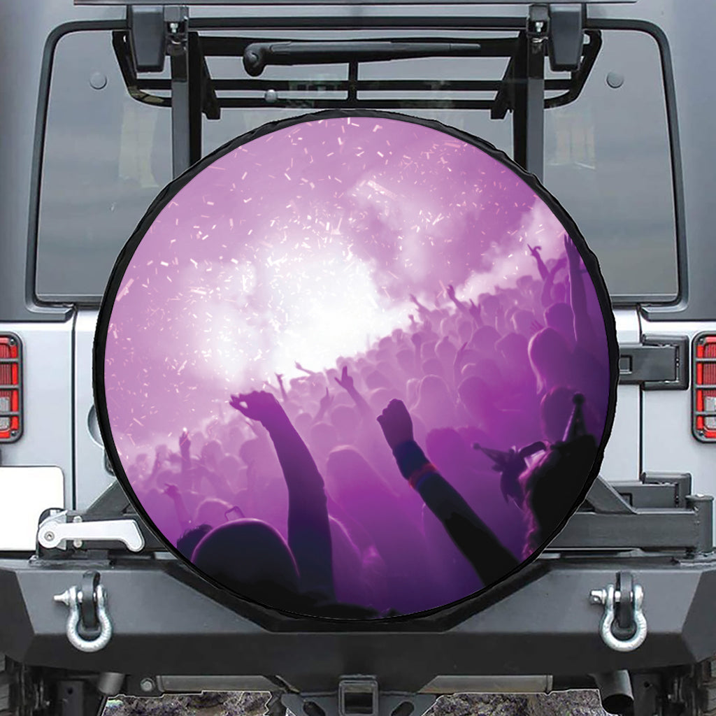 EDM Party In Nightclub Print Leather Spare Tire Cover