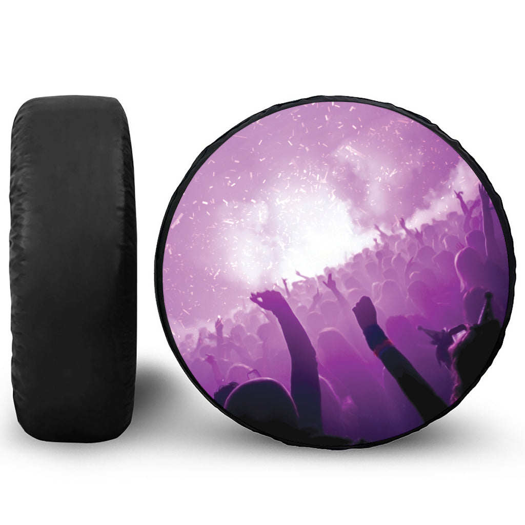 EDM Party In Nightclub Print Leather Spare Tire Cover