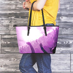 EDM Party In Nightclub Print Leather Tote Bag