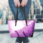 EDM Party In Nightclub Print Leather Tote Bag