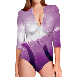 EDM Party In Nightclub Print Long Sleeve Swimsuit