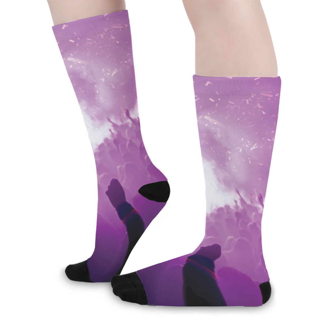 EDM Party In Nightclub Print Long Socks