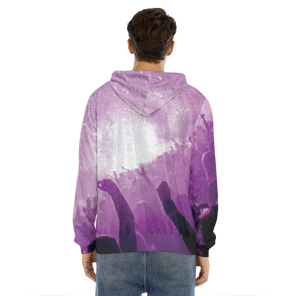 EDM Party In Nightclub Print Men's Velvet Pullover Hoodie