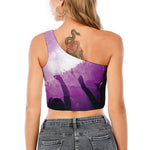 EDM Party In Nightclub Print One Shoulder Crop Top