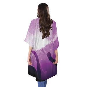 EDM Party In Nightclub Print Open Front Beach Cover Up