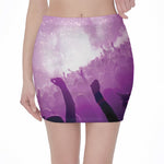 EDM Party In Nightclub Print Pencil Mini Skirt