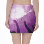 EDM Party In Nightclub Print Pencil Mini Skirt