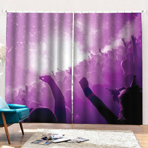 EDM Party In Nightclub Print Pencil Pleat Curtains