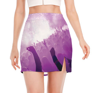 EDM Party In Nightclub Print Side Slit Mini Skirt