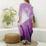 EDM Party In Nightclub Print Silk V-Neck Kaftan Dress