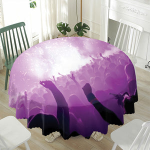 EDM Party In Nightclub Print Waterproof Round Tablecloth