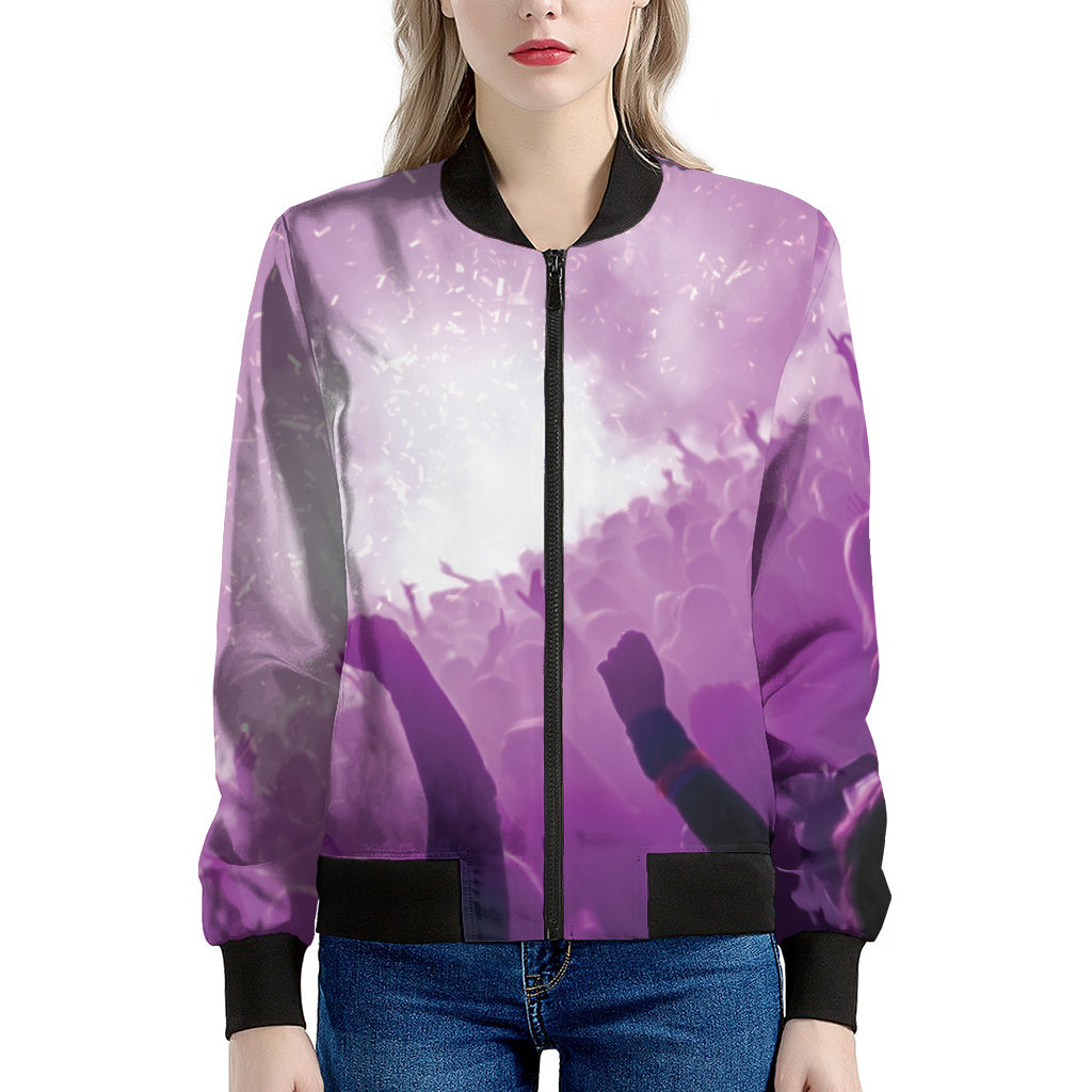 EDM Party In Nightclub Print Women's Bomber Jacket