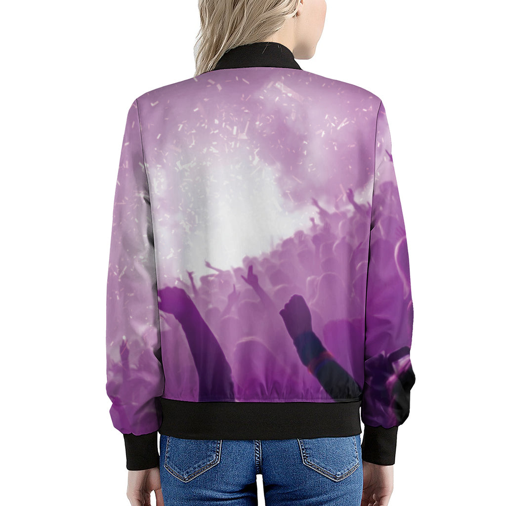 EDM Party In Nightclub Print Women's Bomber Jacket