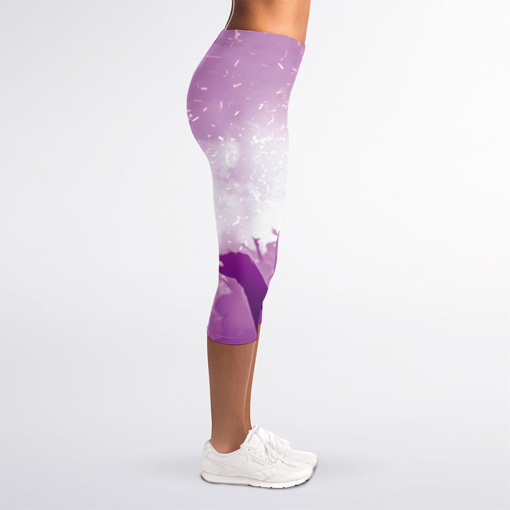 EDM Party In Nightclub Print Women's Capri Leggings