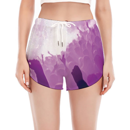 EDM Party In Nightclub Print Women's Split Running Shorts