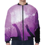 EDM Party In Nightclub Print Zip Sleeve Bomber Jacket