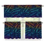 EDM Surfing Wave Pattern Print 3 Piece Kitchen Curtains