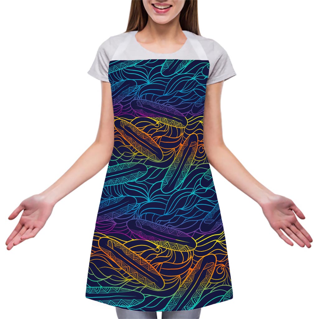 EDM Surfing Wave Pattern Print Adjustable Apron