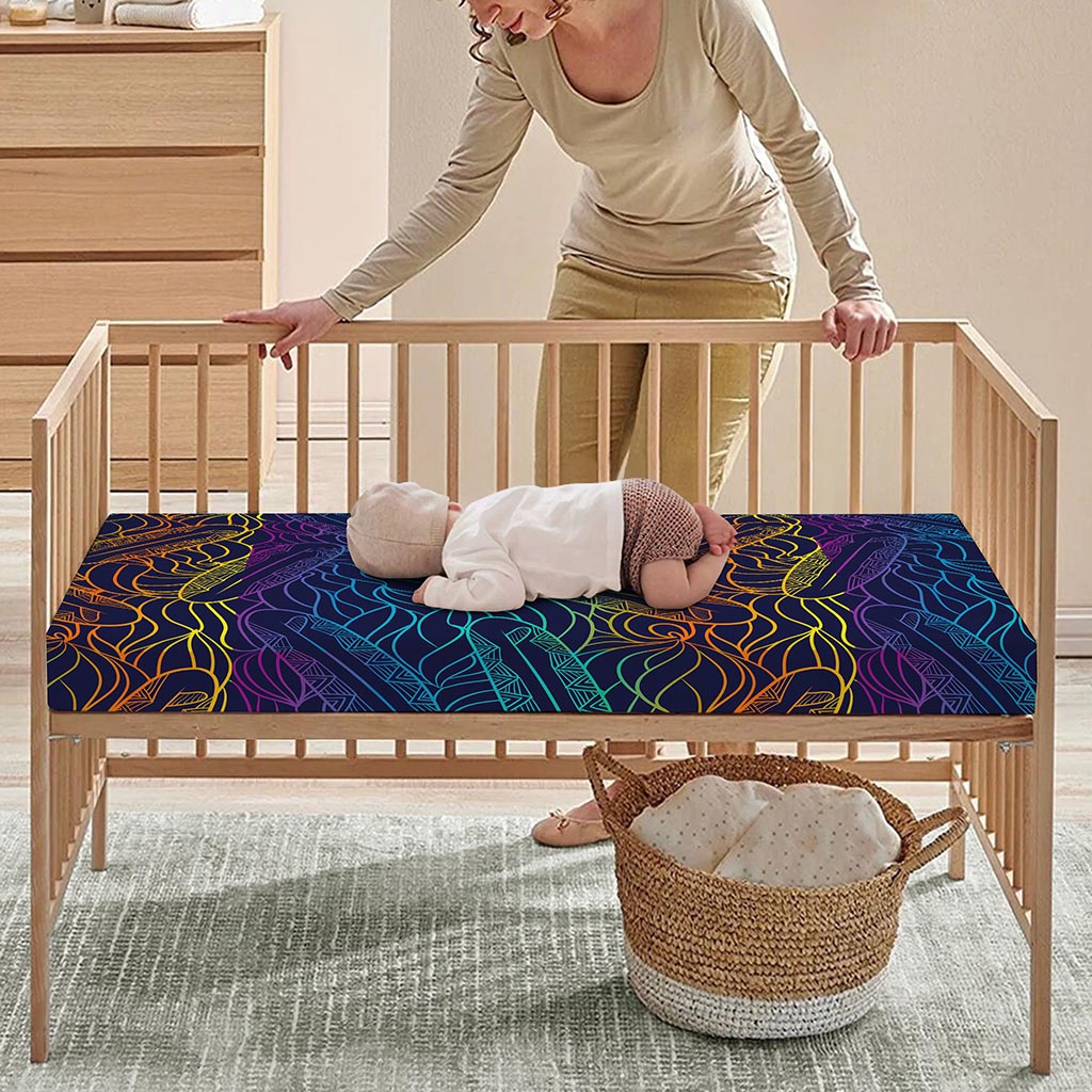EDM Surfing Wave Pattern Print Baby Crib Sheet