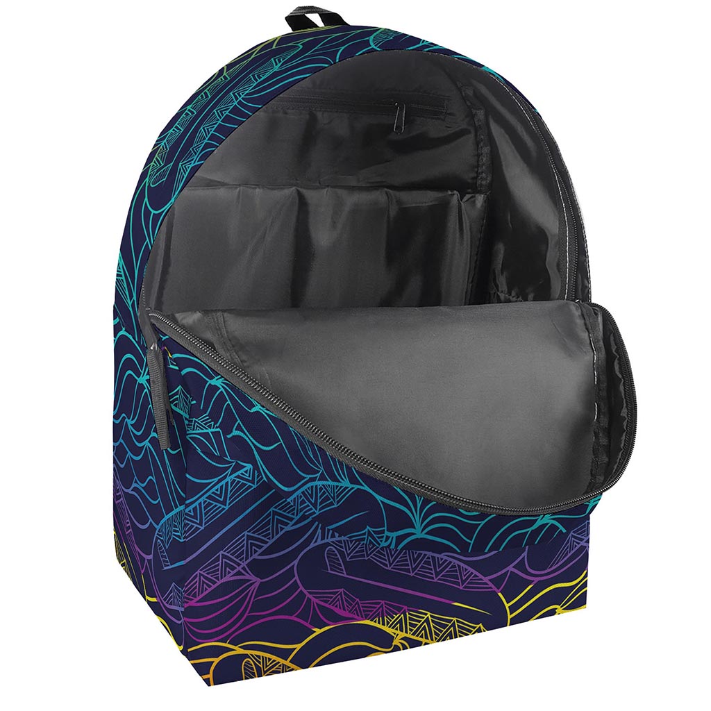 EDM Surfing Wave Pattern Print Backpack