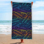 EDM Surfing Wave Pattern Print Beach Towel