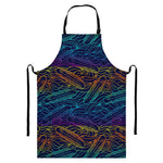 EDM Surfing Wave Pattern Print Bib Apron With Pocket