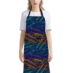 EDM Surfing Wave Pattern Print Bib Apron With Pocket