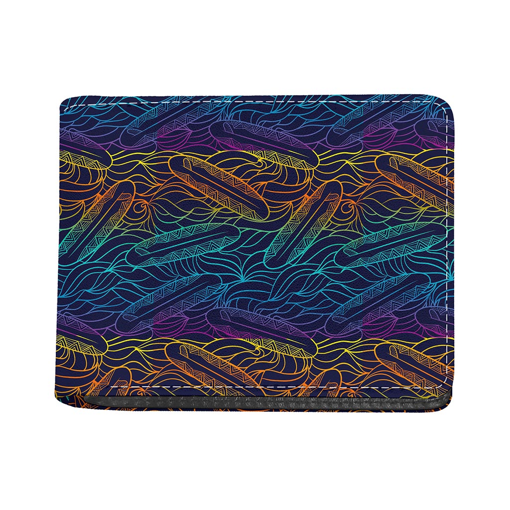 EDM Surfing Wave Pattern Print Bifold Wallet