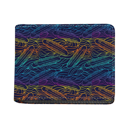 EDM Surfing Wave Pattern Print Bifold Wallet
