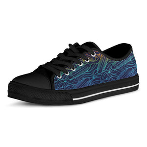 EDM Surfing Wave Pattern Print Black Low Top Sneakers