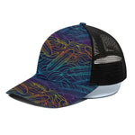 EDM Surfing Wave Pattern Print Black Mesh Trucker Cap