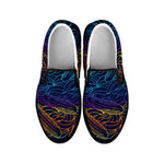 EDM Surfing Wave Pattern Print Black Slip On Sneakers