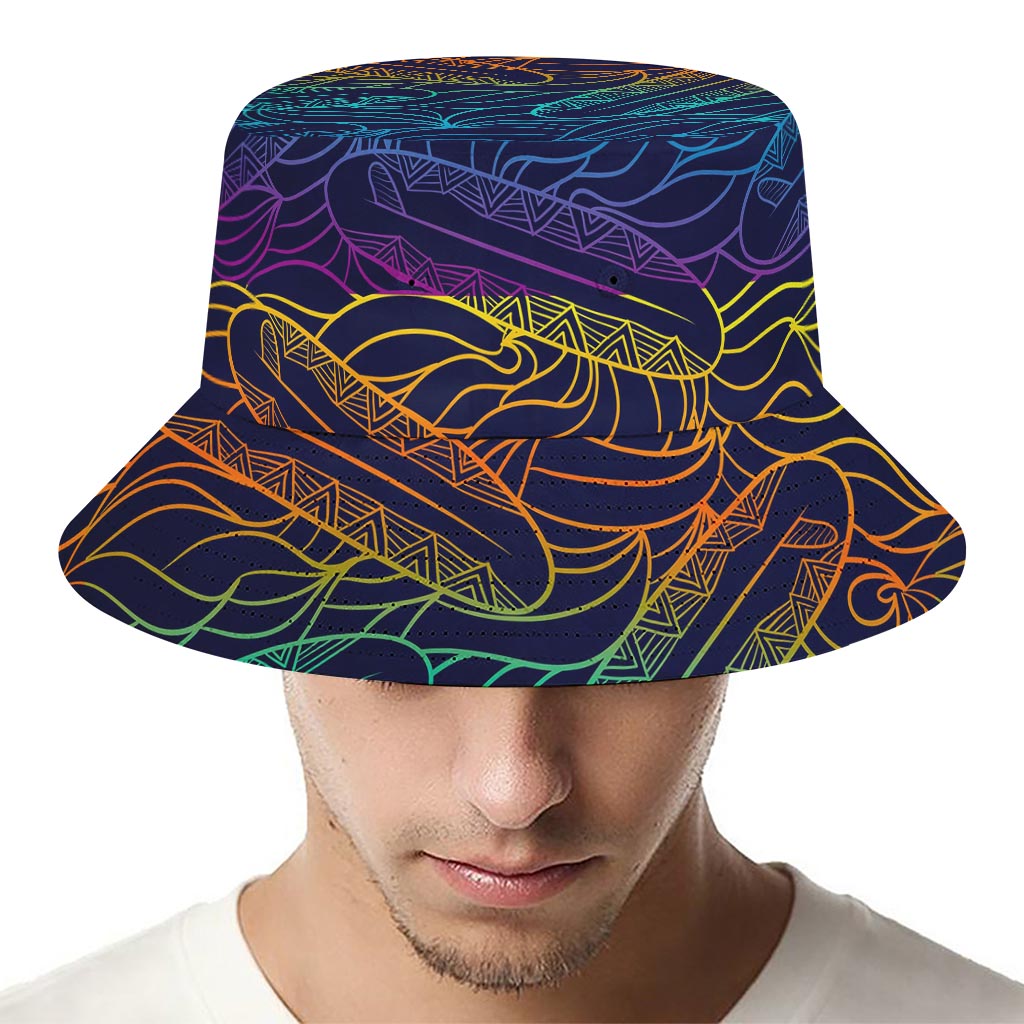 EDM Surfing Wave Pattern Print Bucket Hat