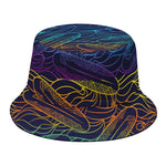 EDM Surfing Wave Pattern Print Bucket Hat